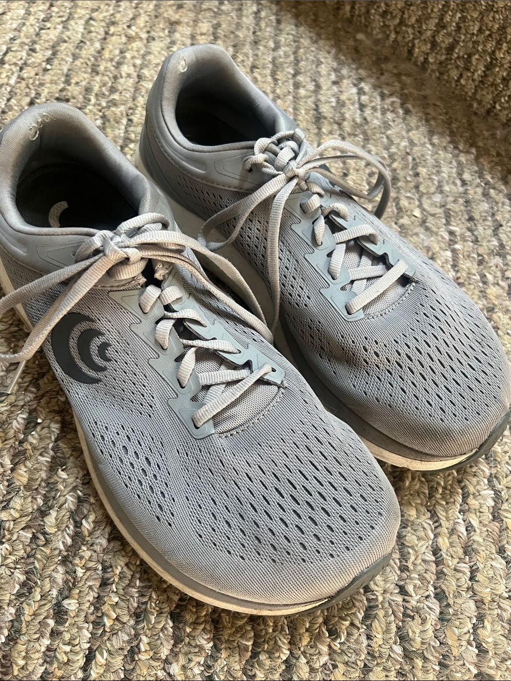 Light Gray Mesh Running Sneakers with Side Logo
